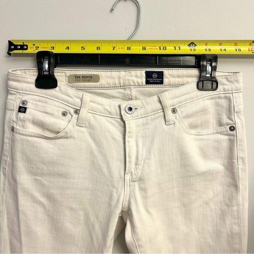 Ag Adriano Goldschmied Women’s White Straight Leg Jeans The Stevie Size 28R - Picture 8 of 12
